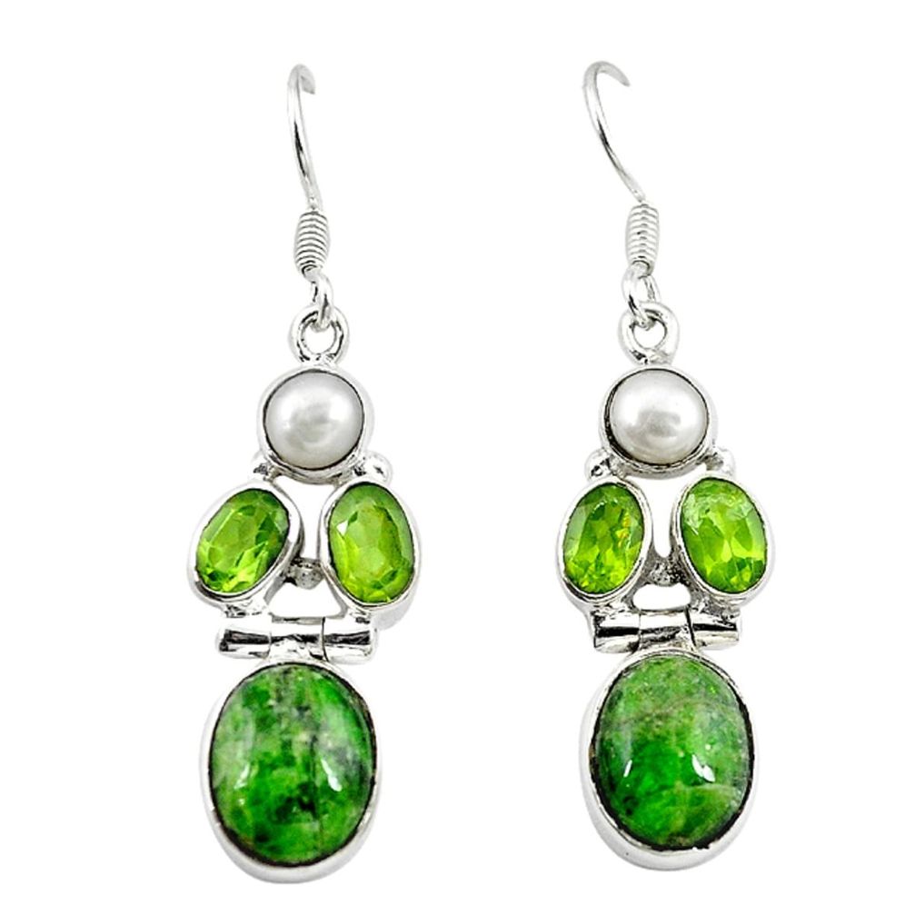 925 silver natural green chrome diopside peridot dangle earrings jewelry m7724