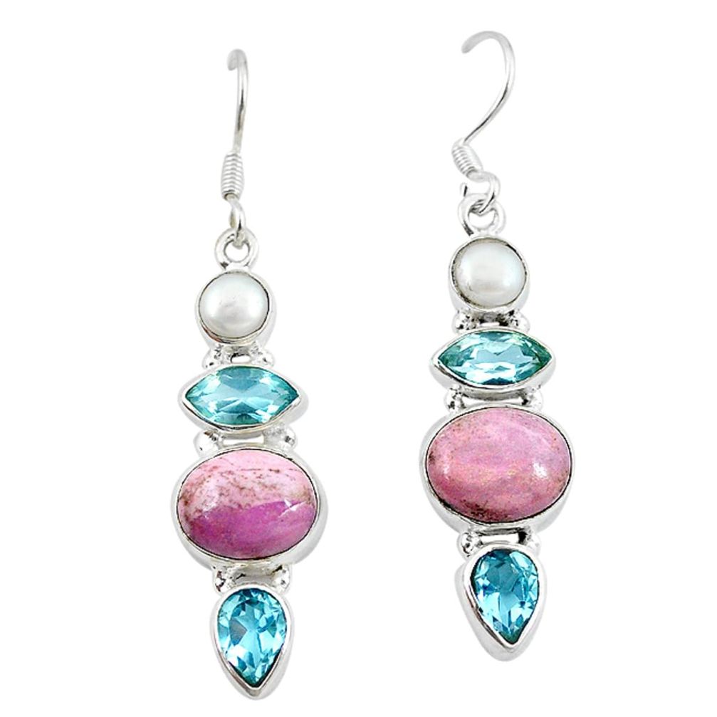 Natural purple phosphosiderite (hope stone) 925 silver dangle earrings m7742