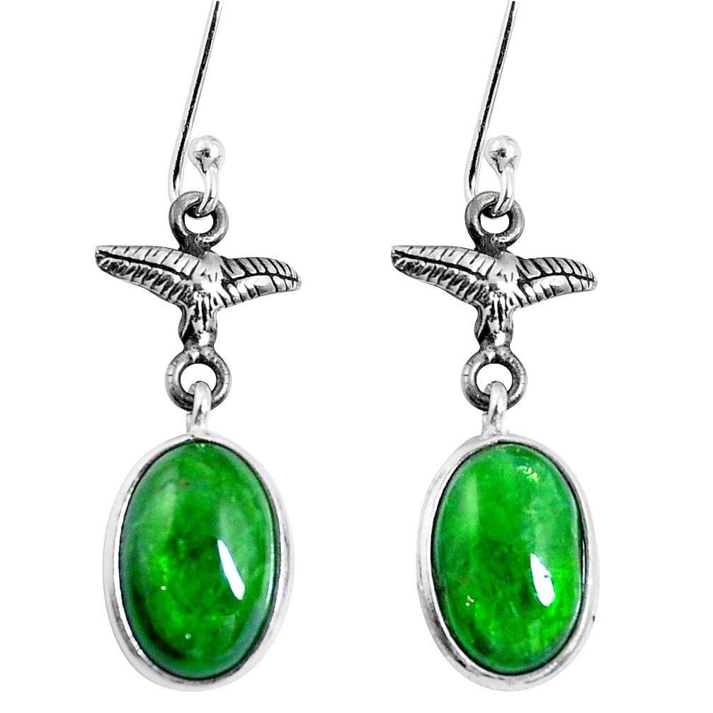 Natural green chrome diopside 925 silver dangle earrings jewelry m78291