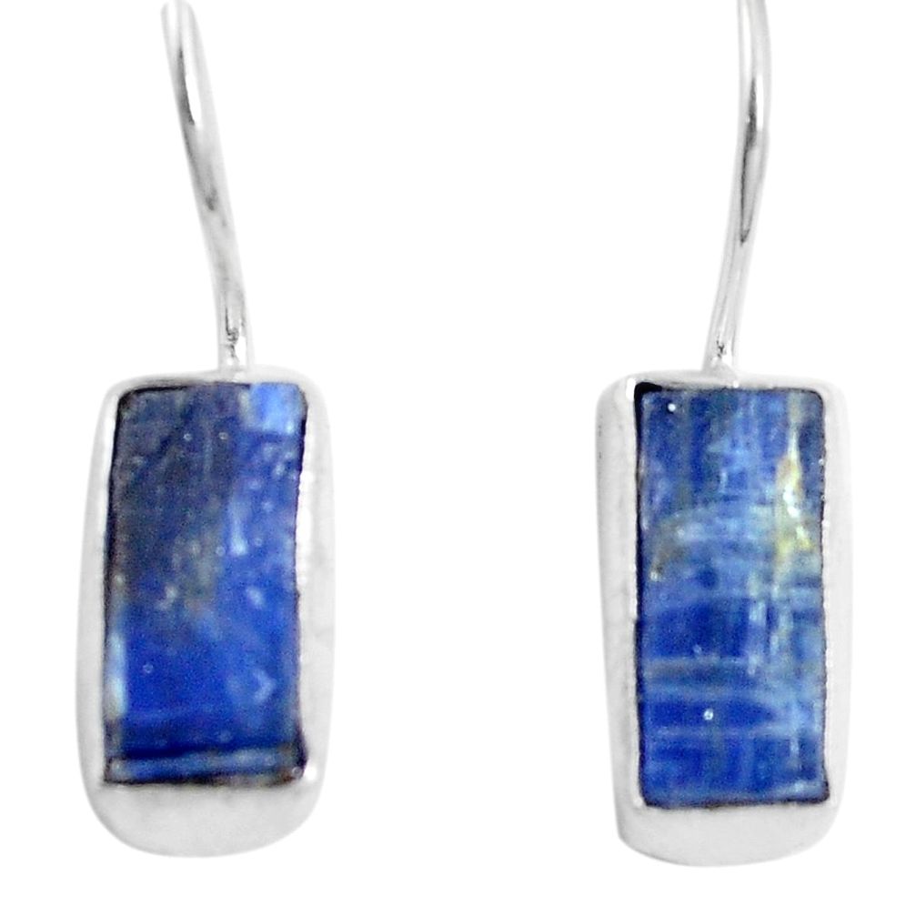 Natural blue kyanite rough 925 sterling silver dangle earrings m78298