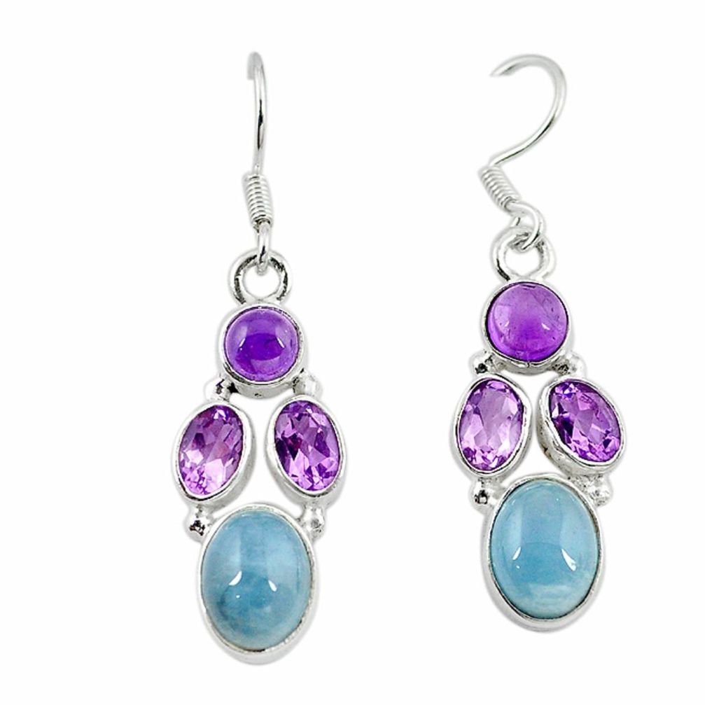 925 silver natural blue aquamarine amethyst dangle earrings jewelry m7849