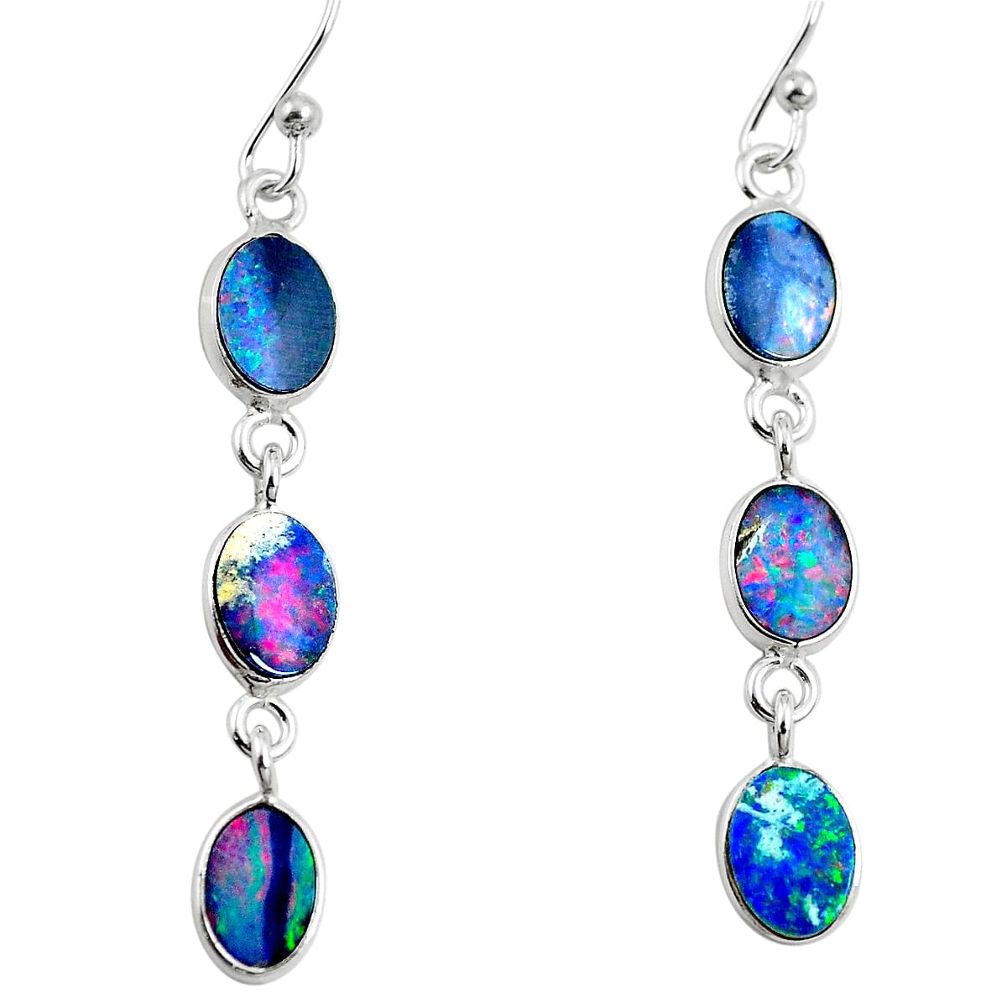 925 silver natural blue doublet opal australian dangle earrings jewelry m79277