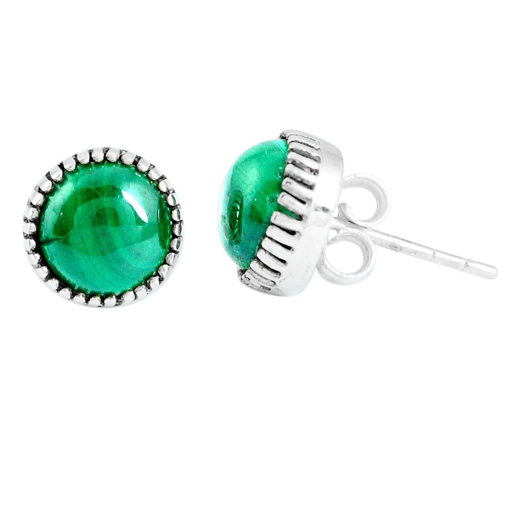 Natural green malachite (pilot's stone) 925 silver stud earrings m80703