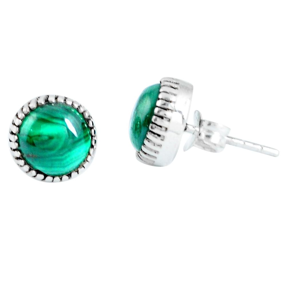 Natural green malachite (pilot's stone) 925 silver stud earrings jewelry m80707