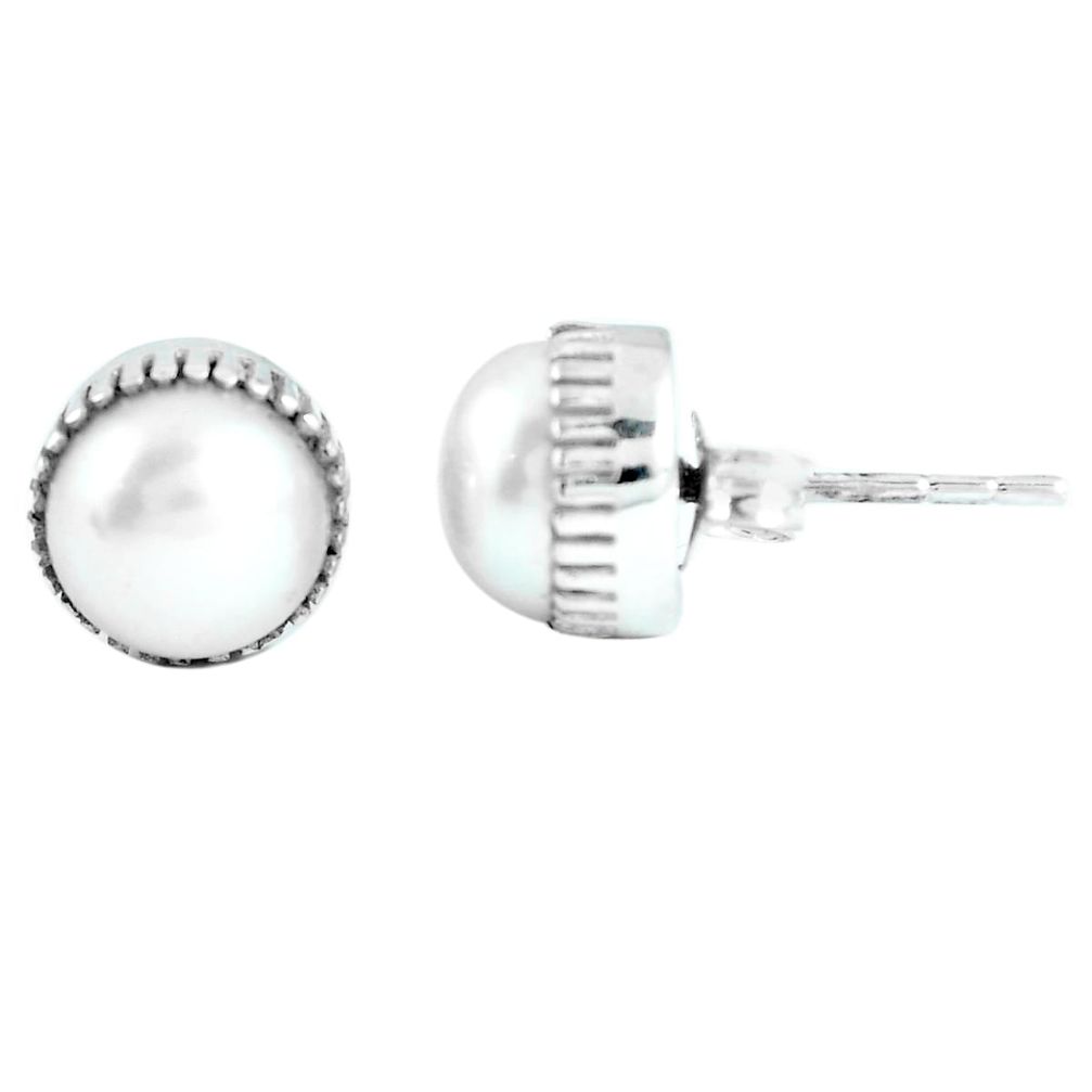 Natural white pearl 925 sterling silver stud earrings jewelry m80722