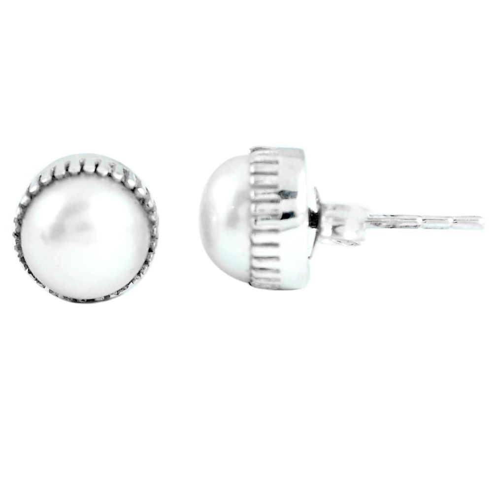 Natural white pearl 925 sterling silver stud earrings jewelry m80723