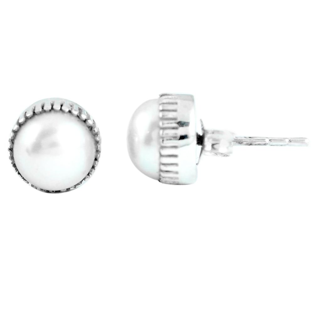 925 sterling silver natural white pearl round stud earrings jewelry m80725