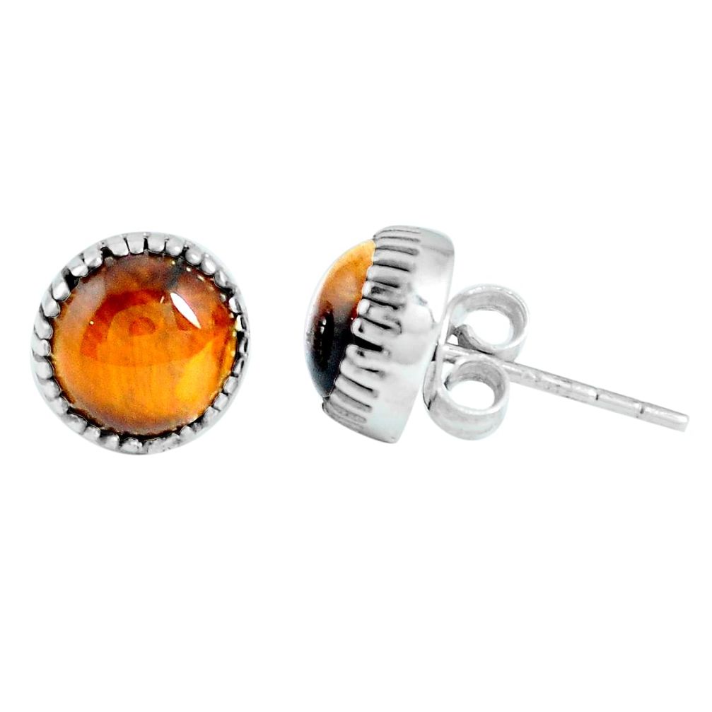 925 sterling silver natural brown tiger's eye stud earrings jewelry m80757