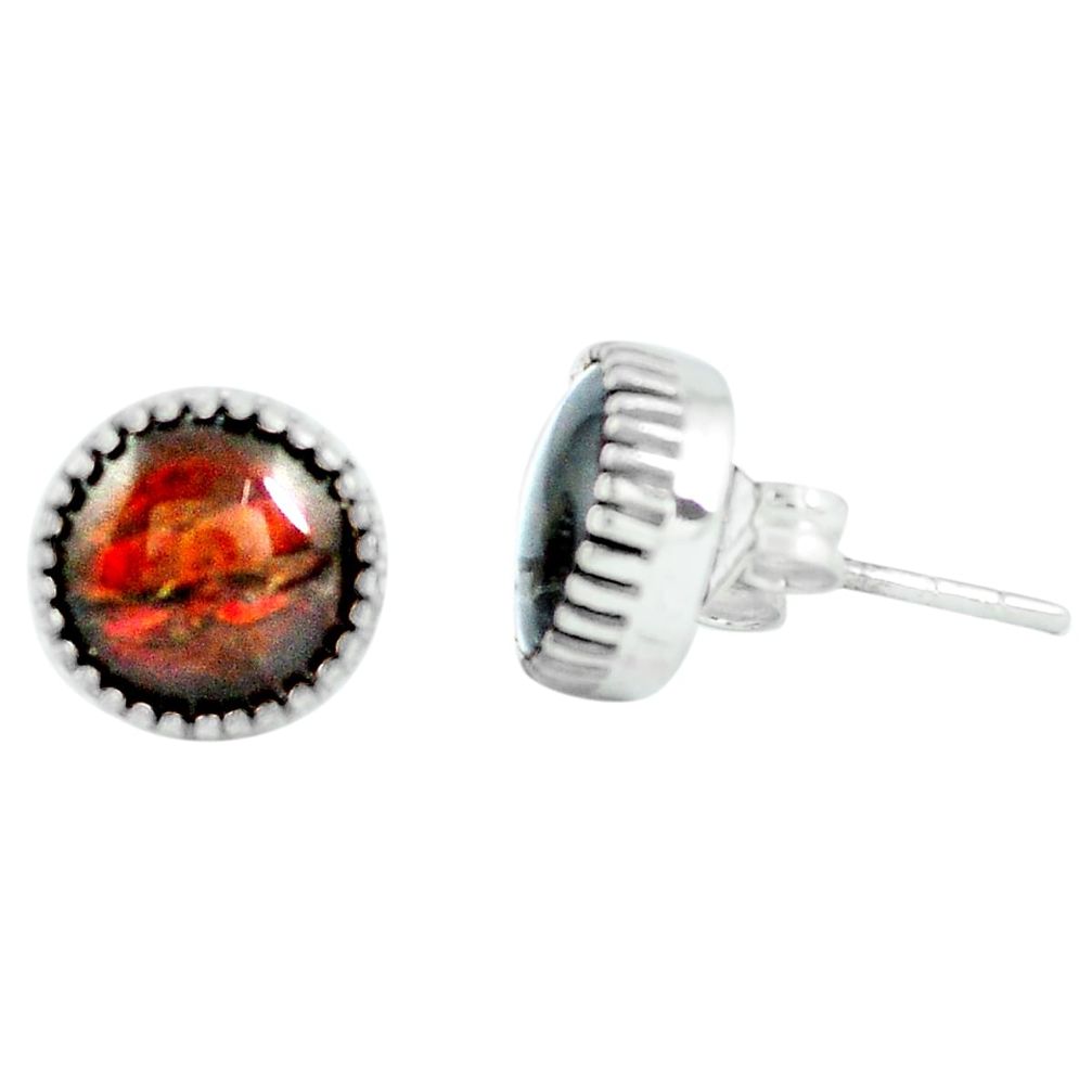 Natural multi color ammolite (canadian) 925 silver stud earrings m80781
