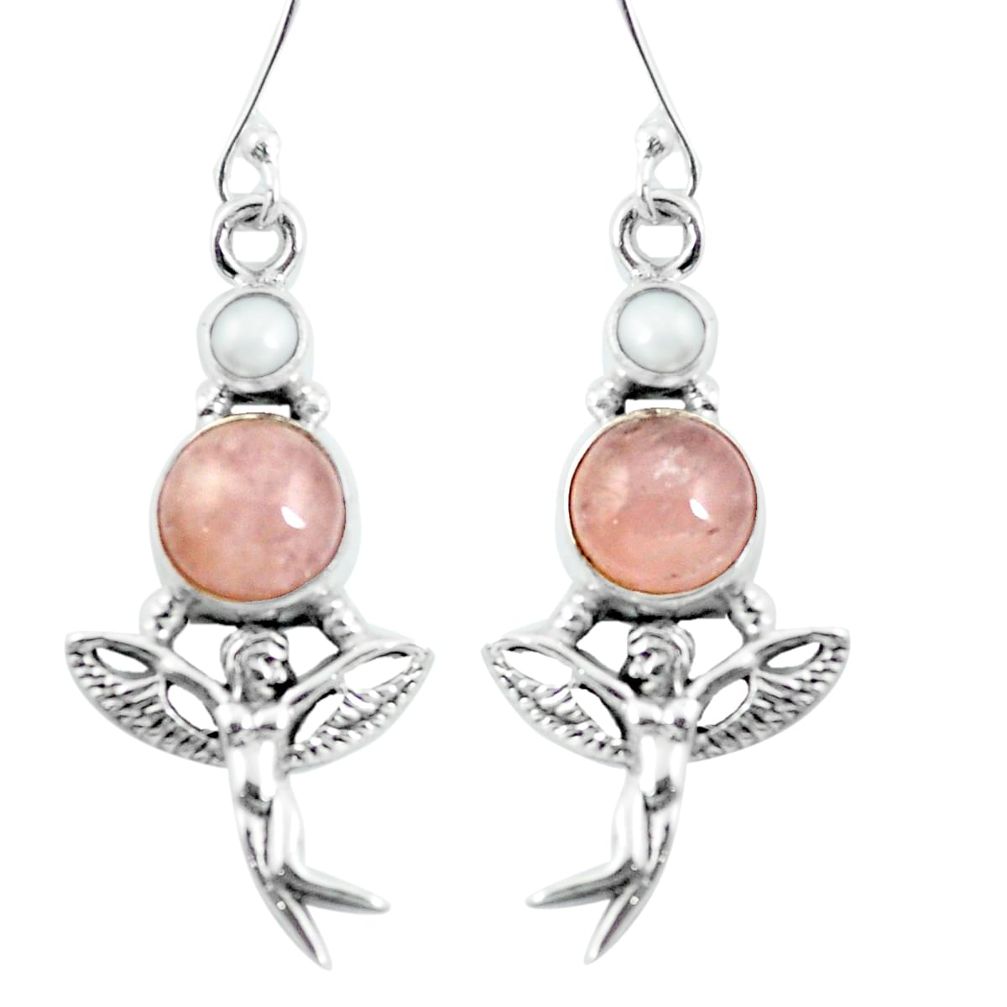 925 silver natural pink morganite angel wings fairy earrings jewelry m81244