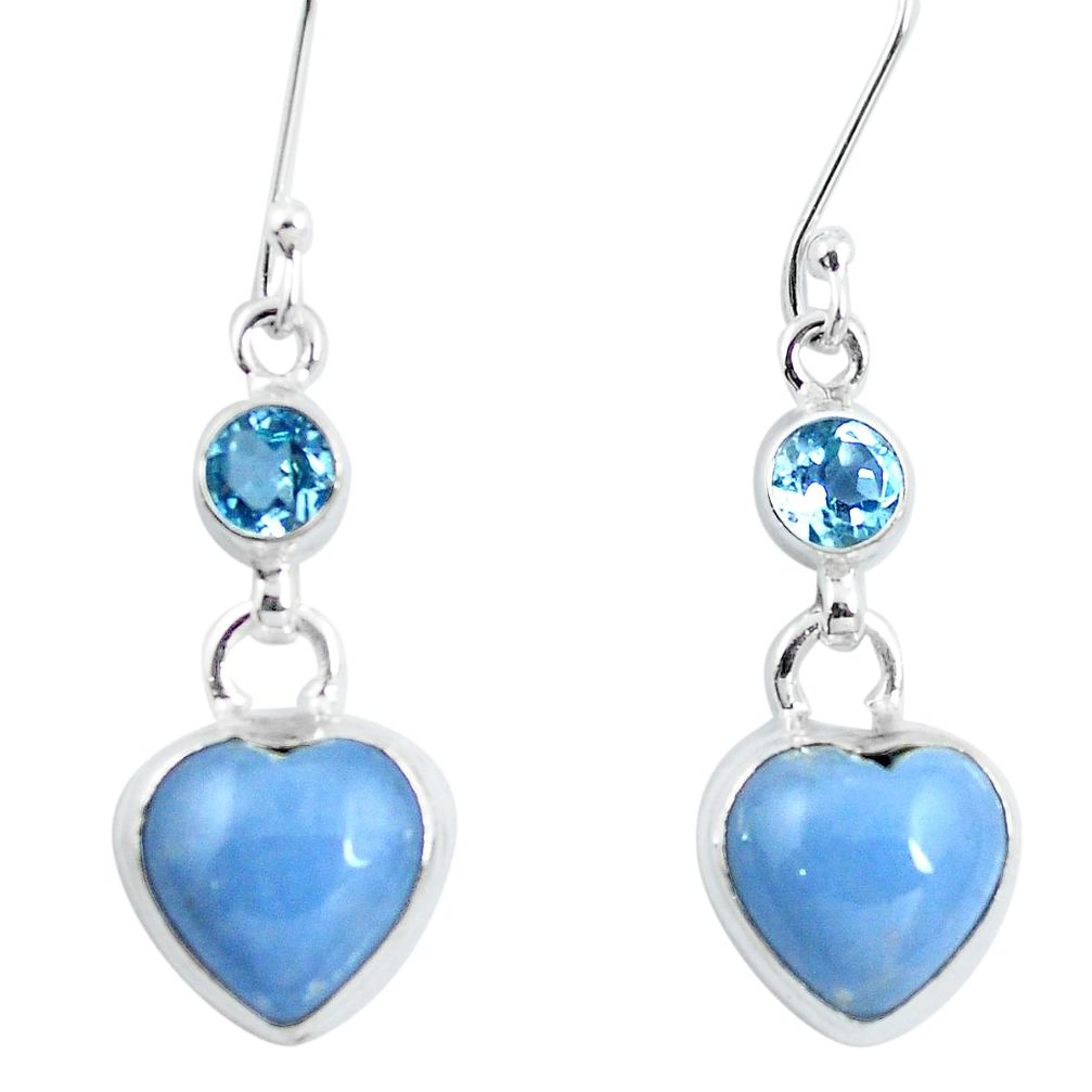 925 sterling silver natural blue angelite topaz dangle heart earrings m81248