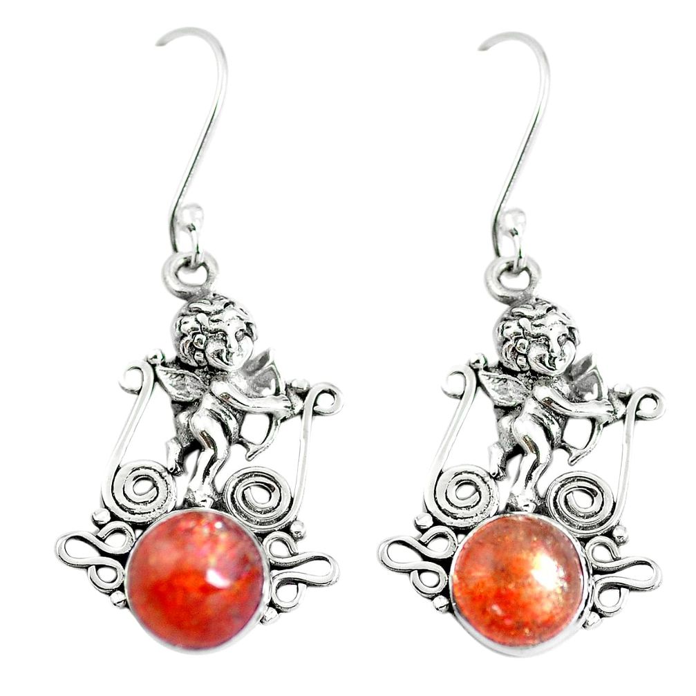 925 silver orange sunstone (hematite feldspar) cupid angel wings earrings m81439