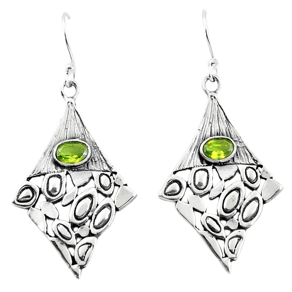 Natural green peridot 925 sterling silver dangle earrings jewelry m81471