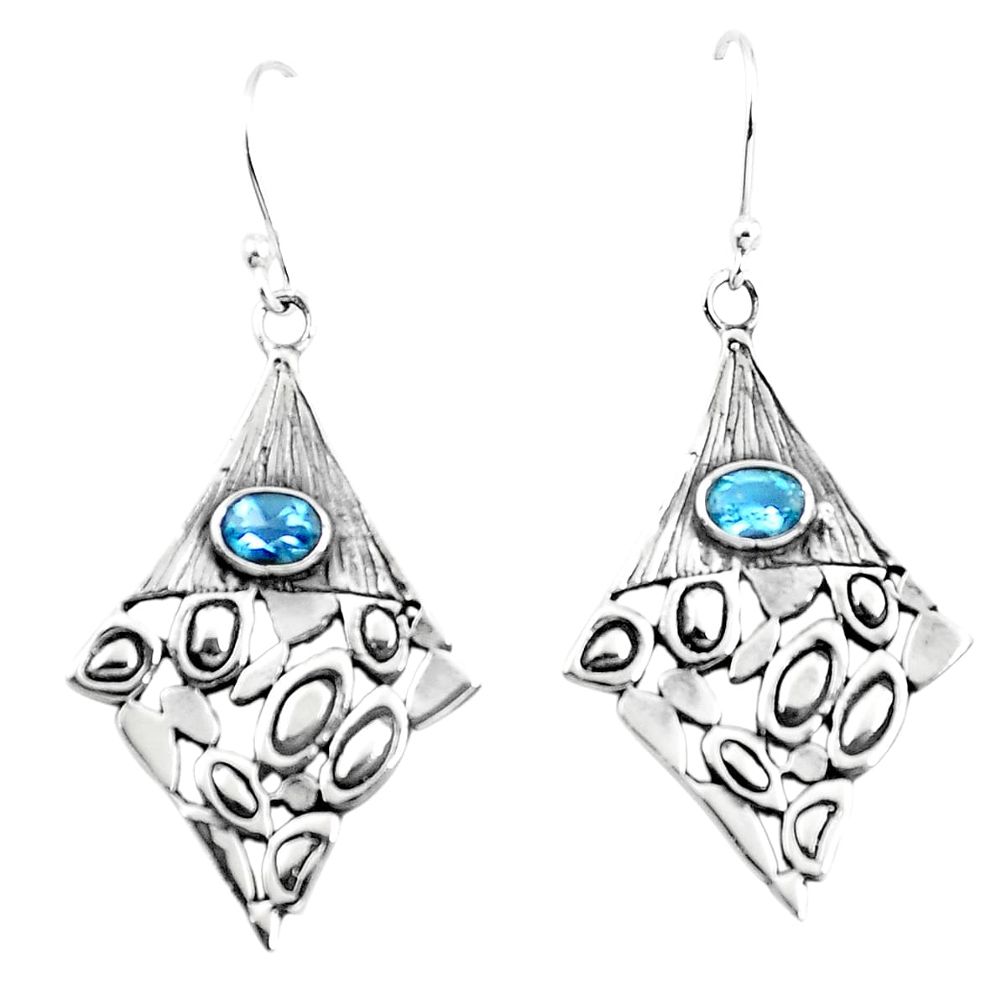 Natural blue topaz 925 sterling silver dangle earrings jewelry m81473