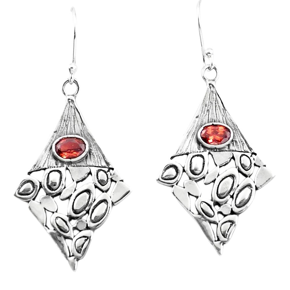 Natural red garnet 925 sterling silver dangle earrings jewelry m81480