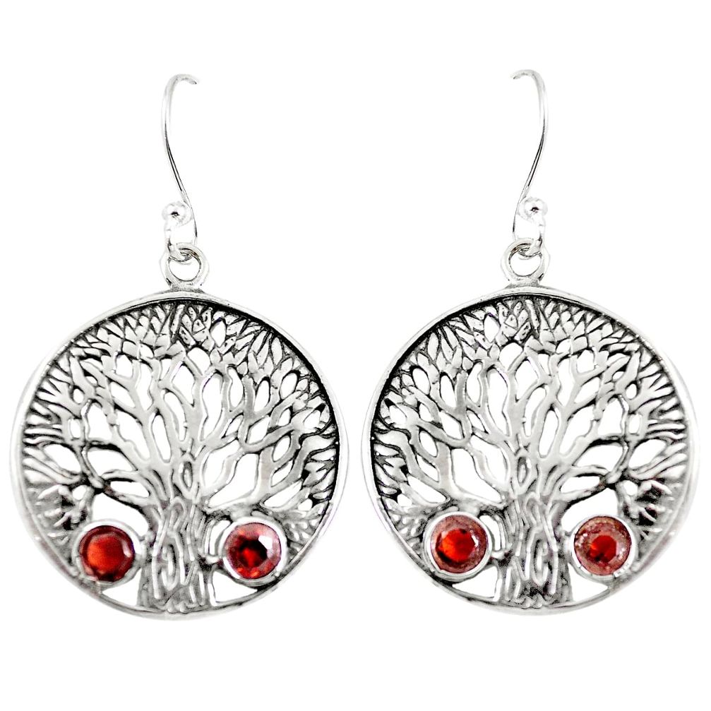 925 sterling silver natural red garnet tree of life earrings jewelry m81498