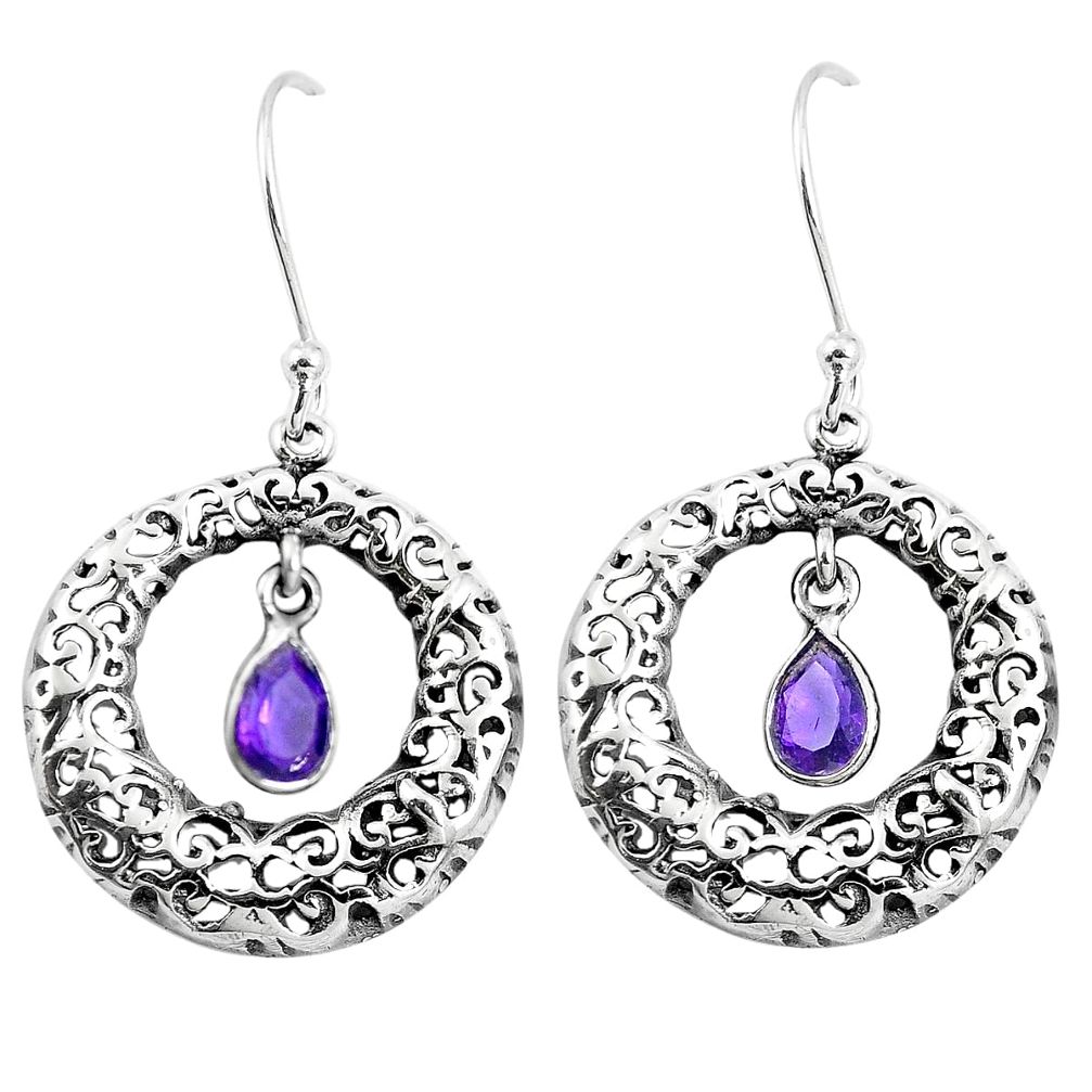 Natural purple amethyst 925 sterling silver dangle earrings jewelry m81506