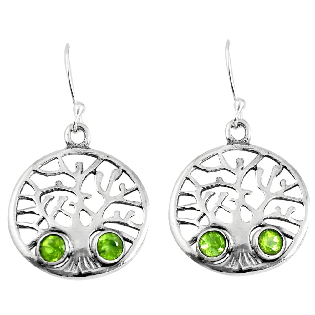 925 sterling silver natural green peridot tree of life earrings jewelry m81533