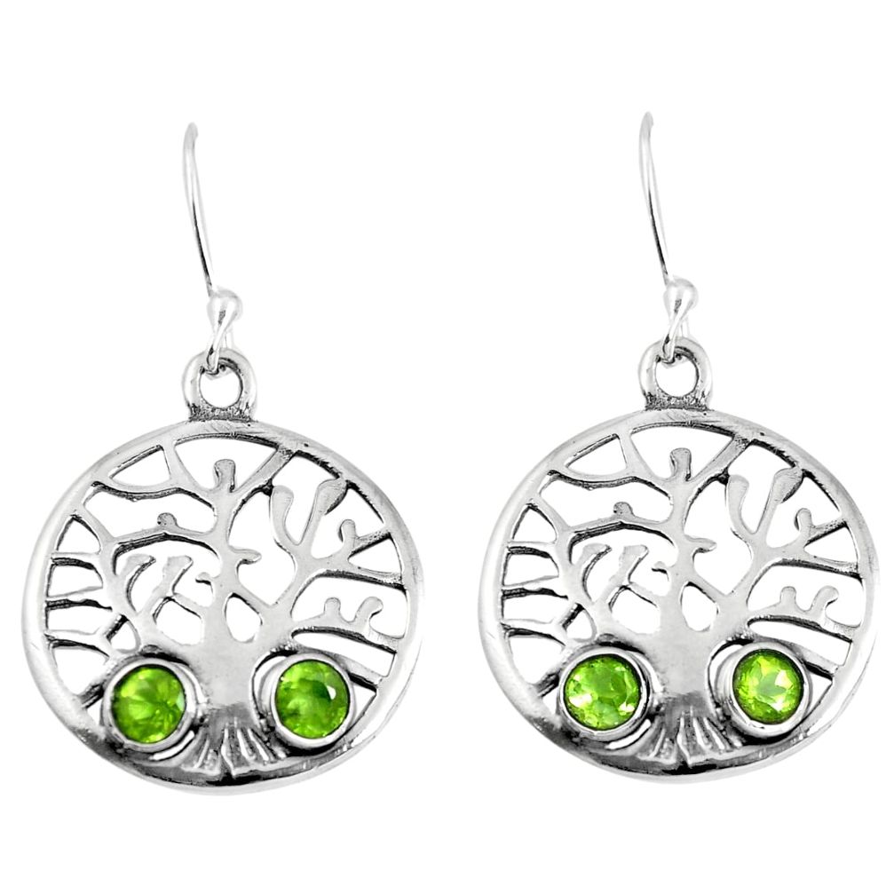 Natural green peridot 925 sterling silver tree of life earrings m81535