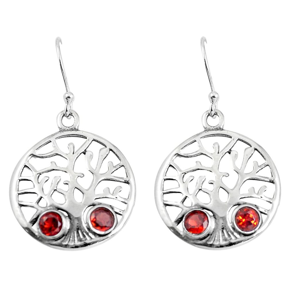 925 sterling silver natural red garnet tree of life earrings jewelry m81536