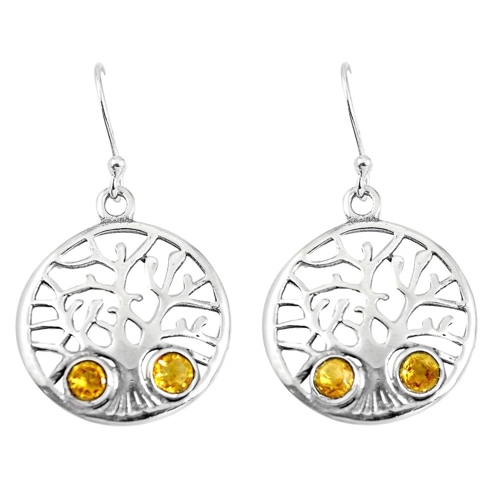 925 sterling silver natural yellow citrine tree of life earrings m81539