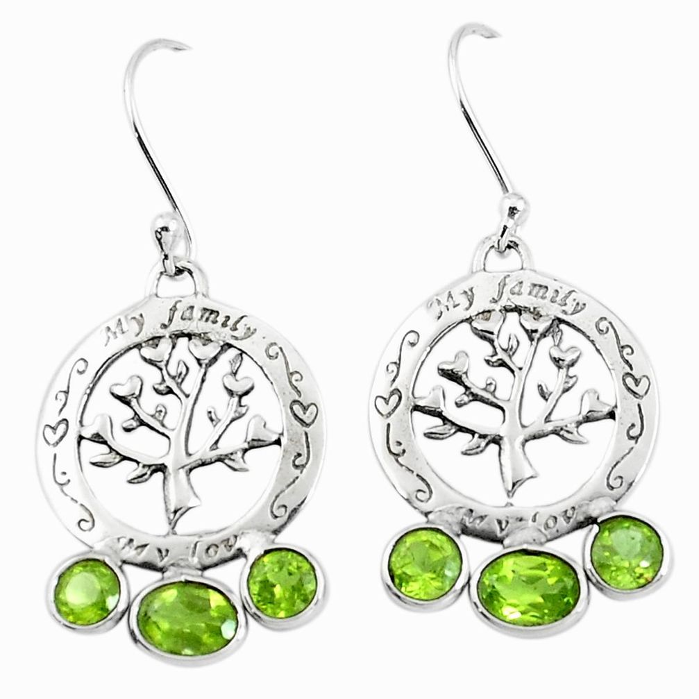 Natural green peridot 925 sterling silver tree of life earrings m81557