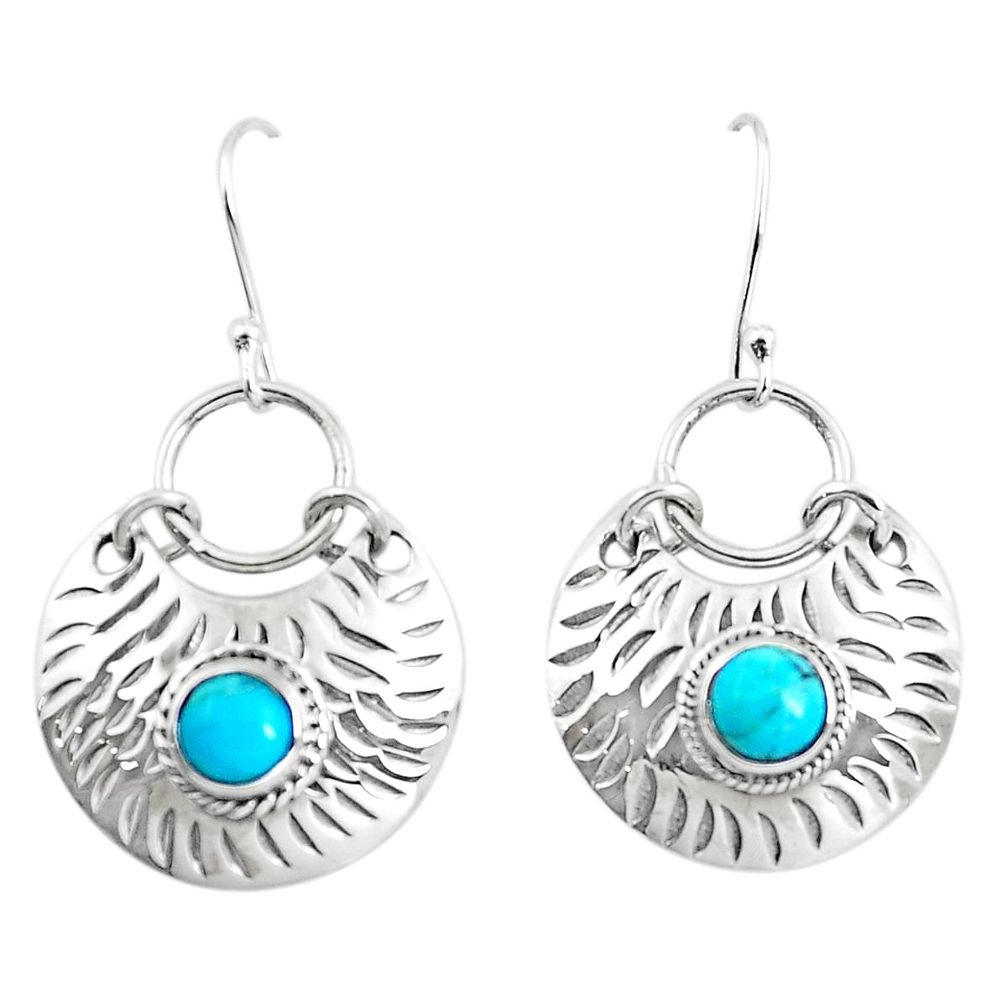 Blue sleeping beauty turquoise 925 silver dangle earrings jewelry m81570