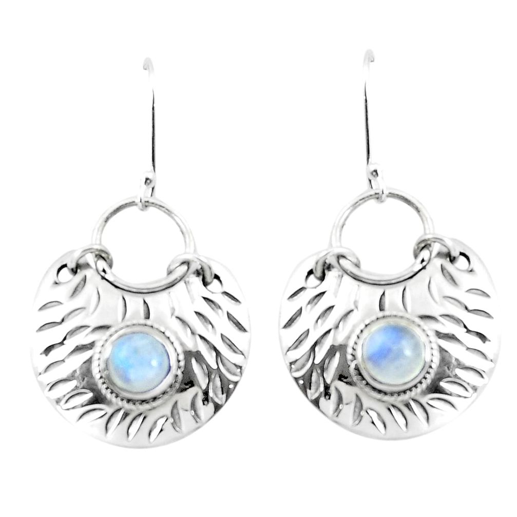 Natural rainbow moonstone 925 sterling silver dangle earrings m81577