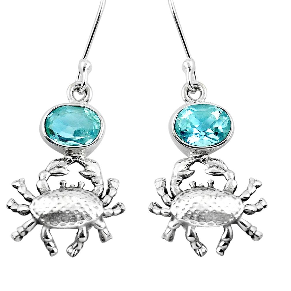 Natural blue topaz 925 sterling silver crab earrings jewelry m81783