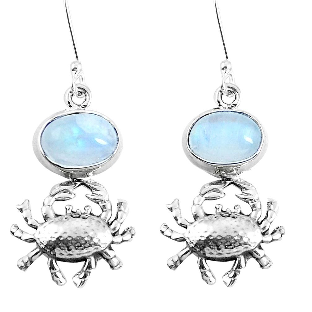 Natural rainbow moonstone 925 sterling silver crab earrings jewelry m81793