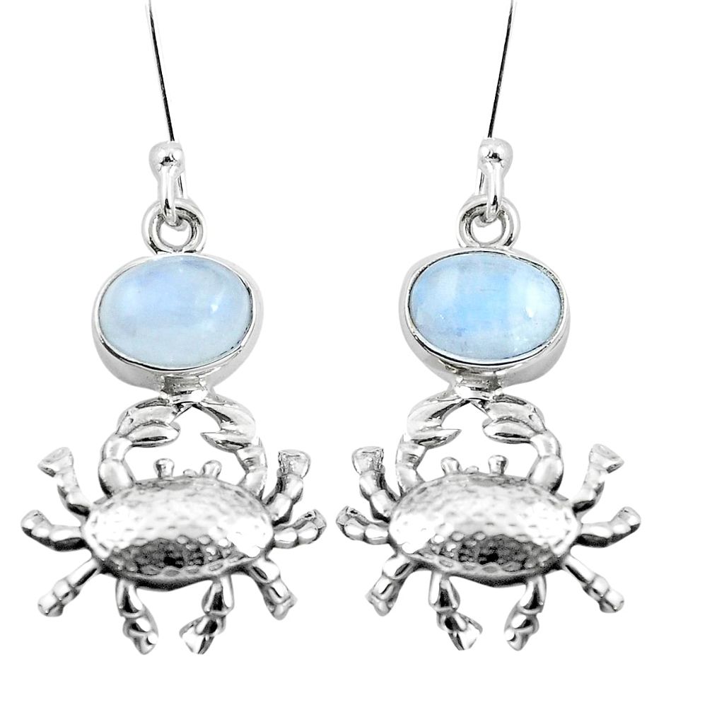 Natural rainbow moonstone 925 sterling silver crab earrings m81798