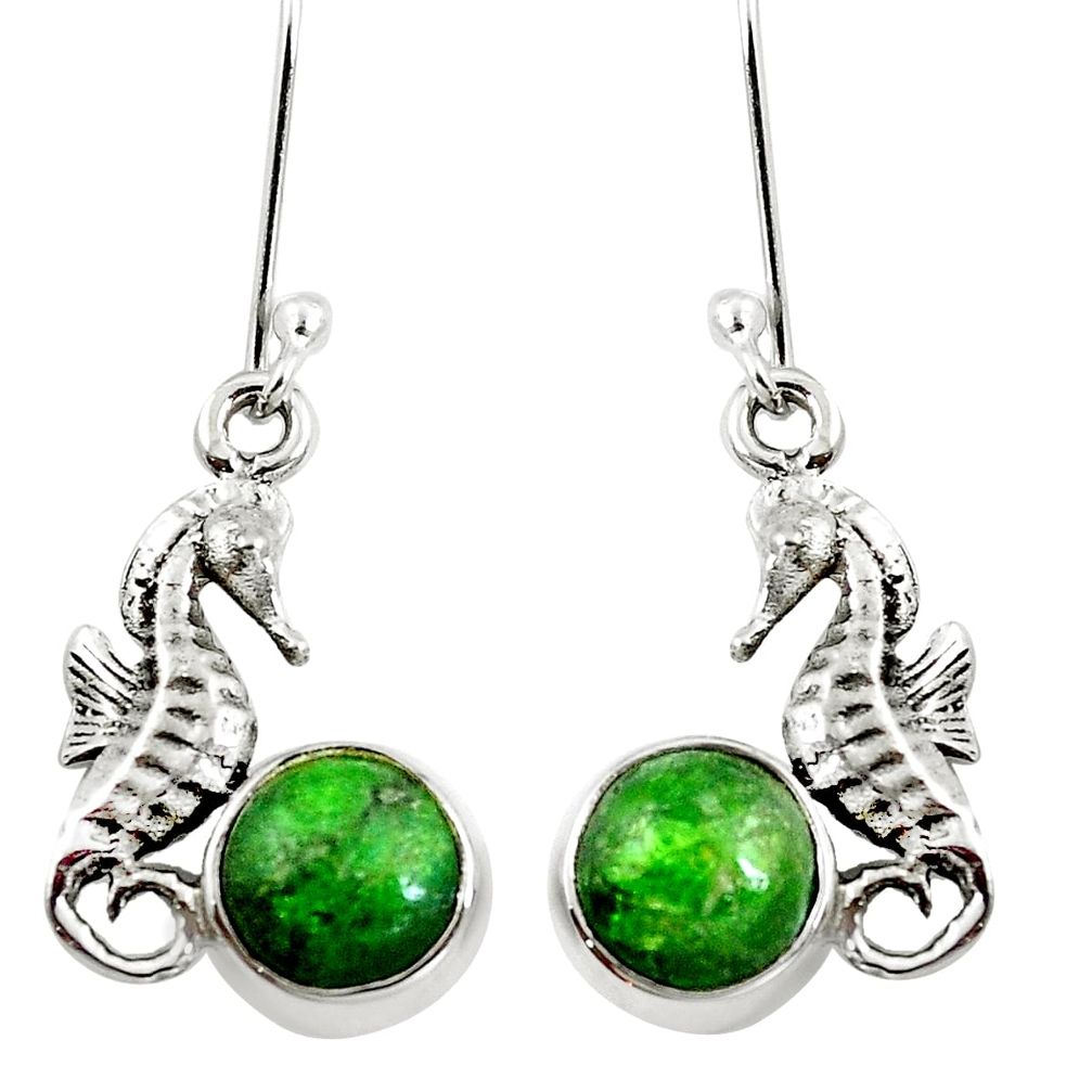 Natural green chrome diopside 925 sterling silver dangle earrings m81821