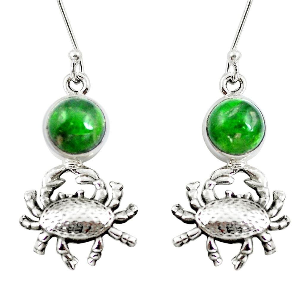 925 sterling silver natural green chrome diopside crab earrings m81824