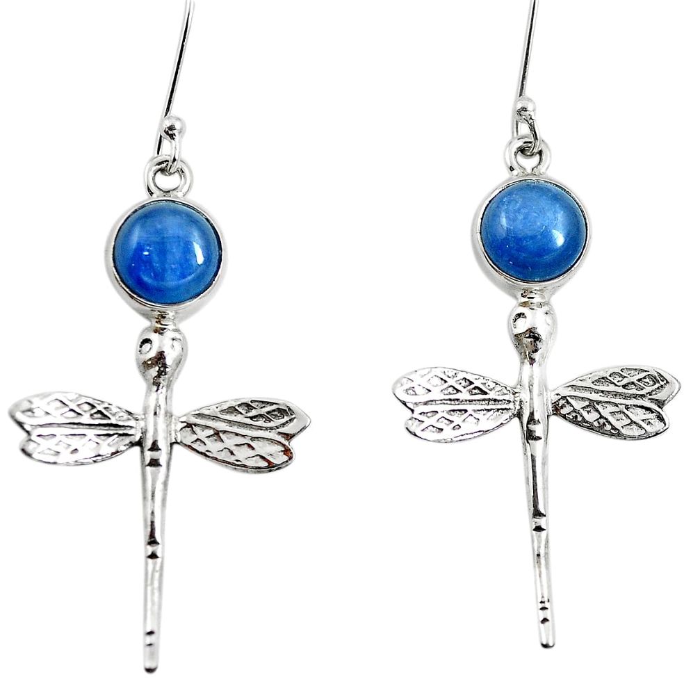 Natural blue kyanite 925 sterling silver dragonfly earrings jewelry m81827