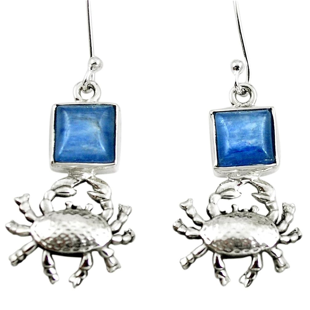 Natural blue kyanite 925 sterling silver crab earrings jewelry m81832