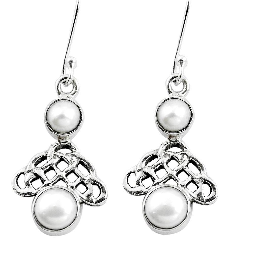 Natural white pearl 925 sterling silver dangle earrings jewelry m81851