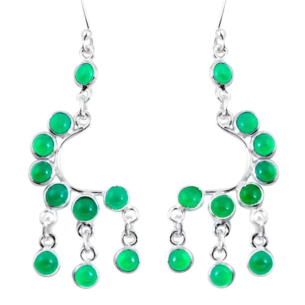 Natural green chalcedony 925 sterling silver chandelier earrings m81942