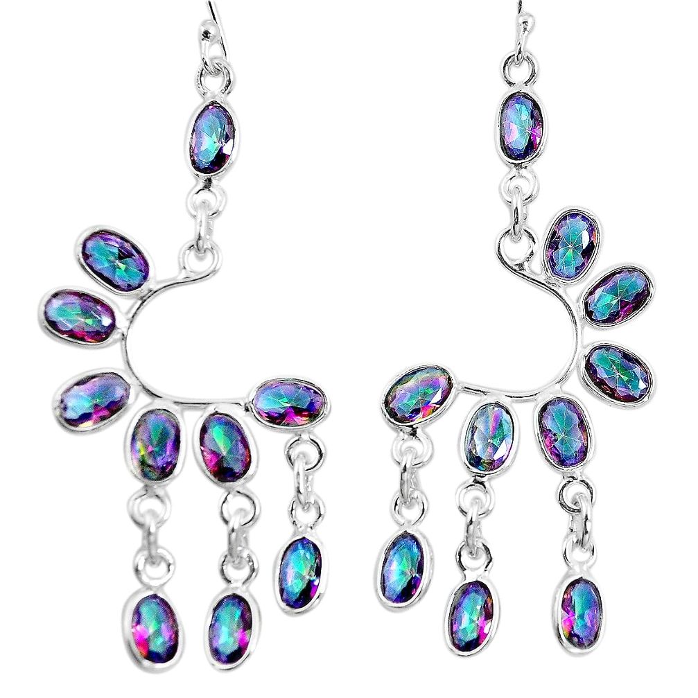 Multi color rainbow topaz 925 sterling silver chandelier earrings m81950