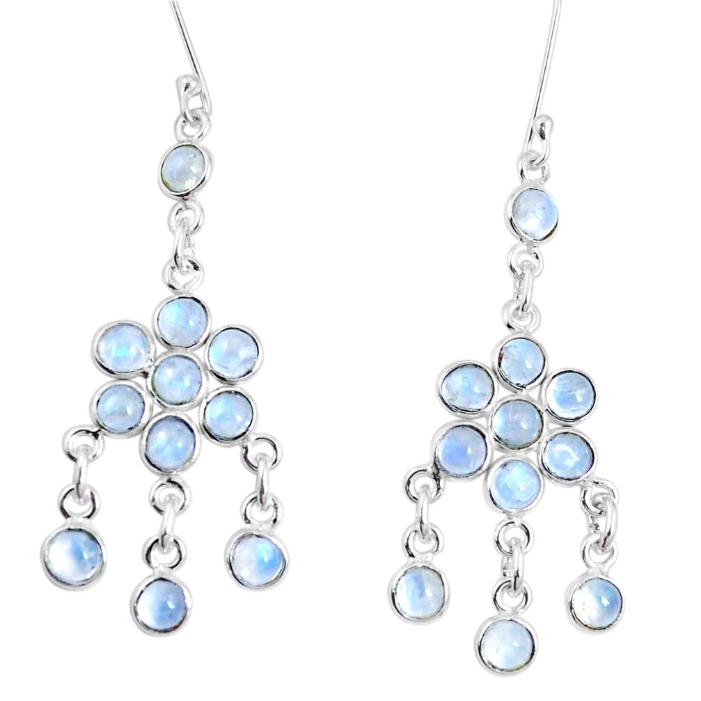 Natural rainbow moonstone 925 silver chandelier earrings jewelry m81957