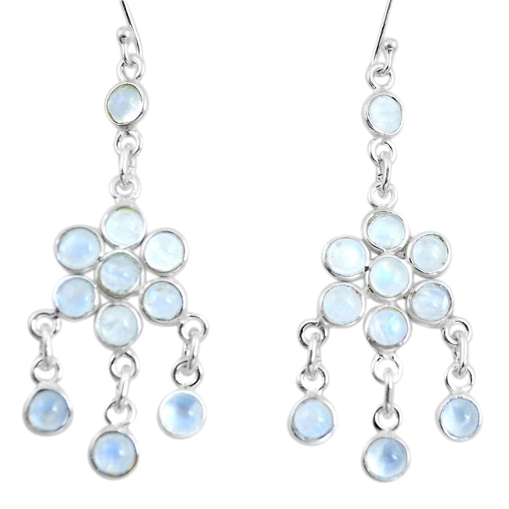 Natural rainbow moonstone 925 silver chandelier earrings jewelry m81959