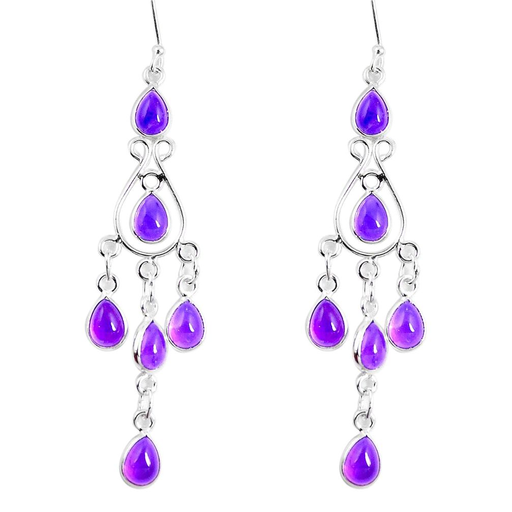 Natural purple amethyst 925 sterling silver chandelier earrings m81962