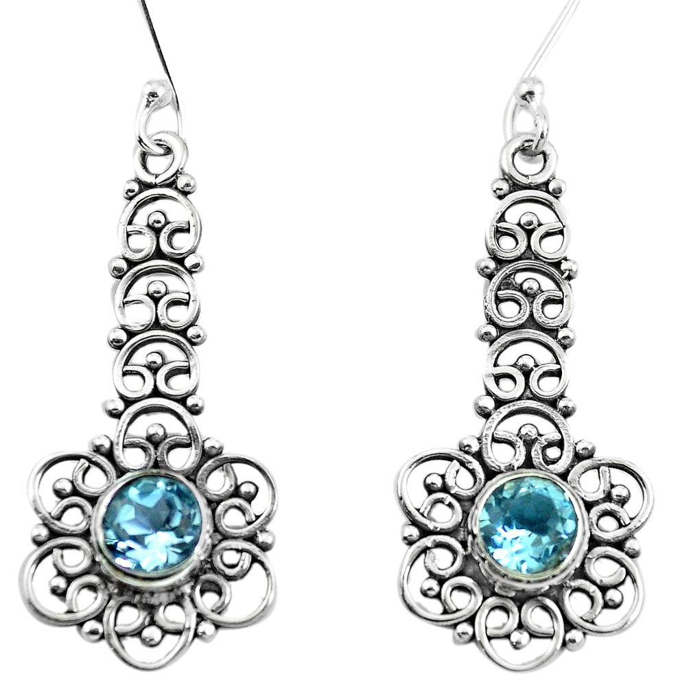 Natural blue topaz 925 sterling silver dangle earrings jewelry m82267