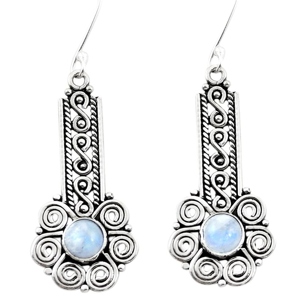 Natural rainbow moonstone 925 sterling silver dangle earrings m82290