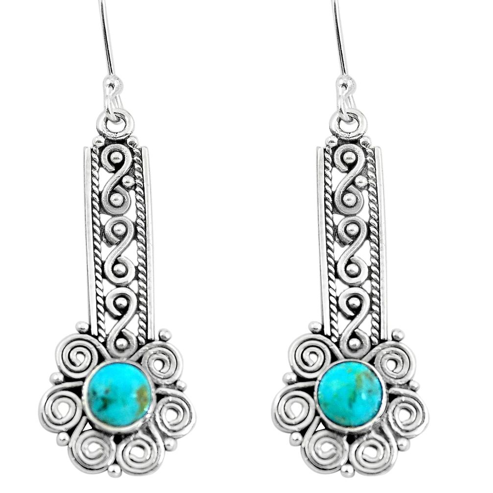 Blue arizona mohave turquoise 925 sterling silver dangle earrings m82294