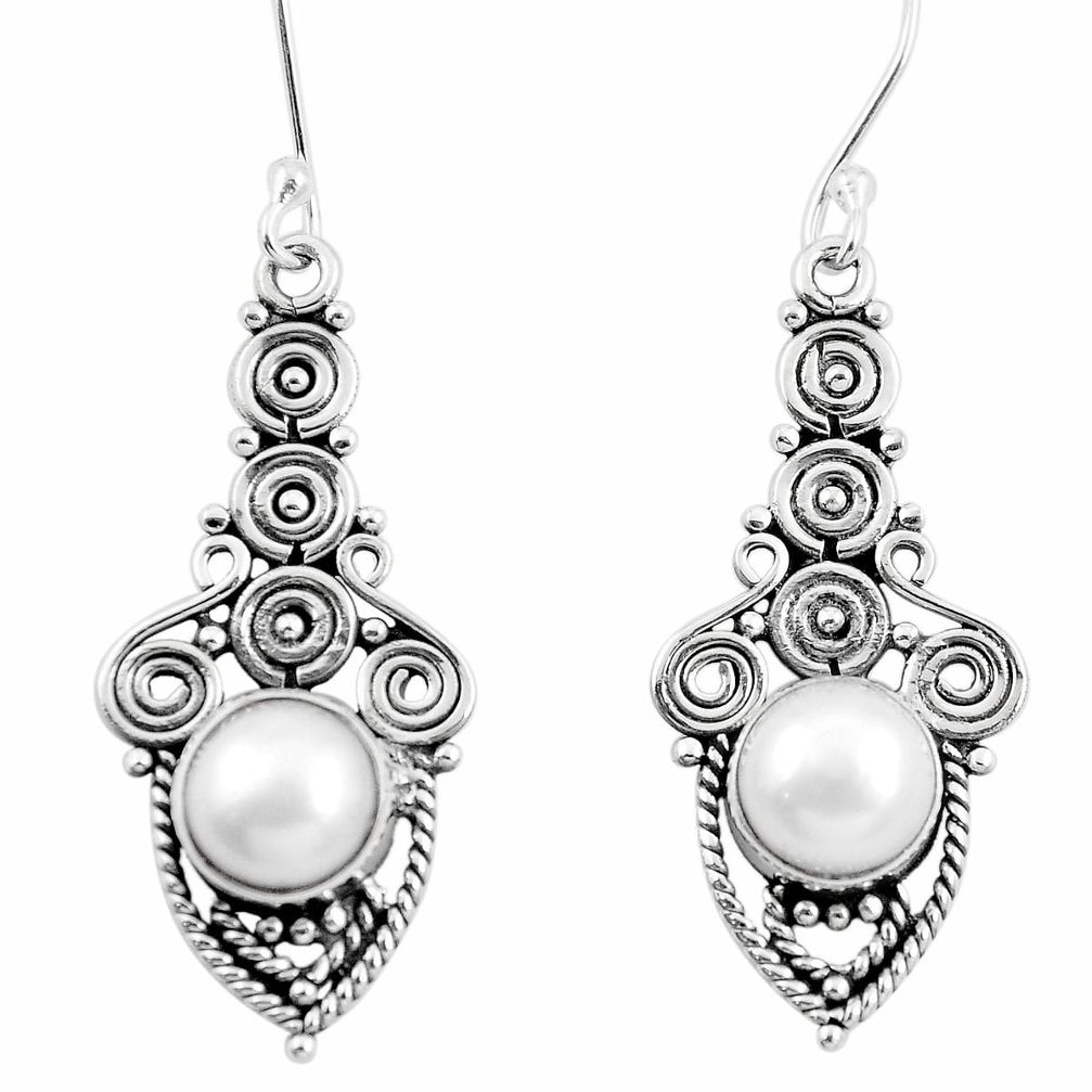 Natural white pearl 925 sterling silver dangle earrings jewelry m82307