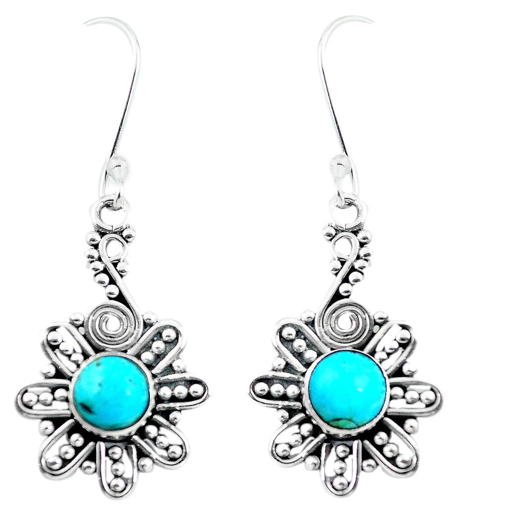 Blue arizona mohave turquoise 925 sterling silver dangle earrings m82338