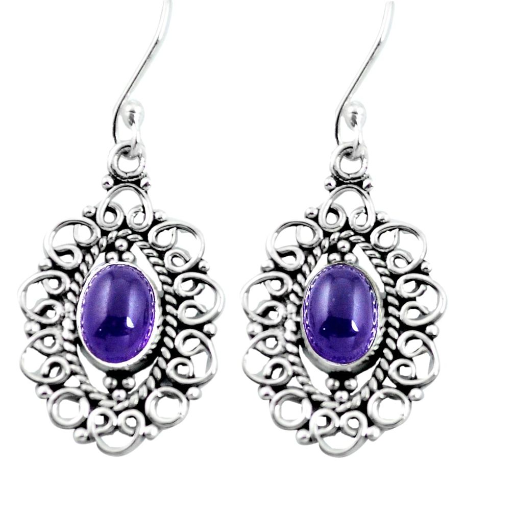 Natural purple amethyst 925 sterling silver dangle earrings m82364