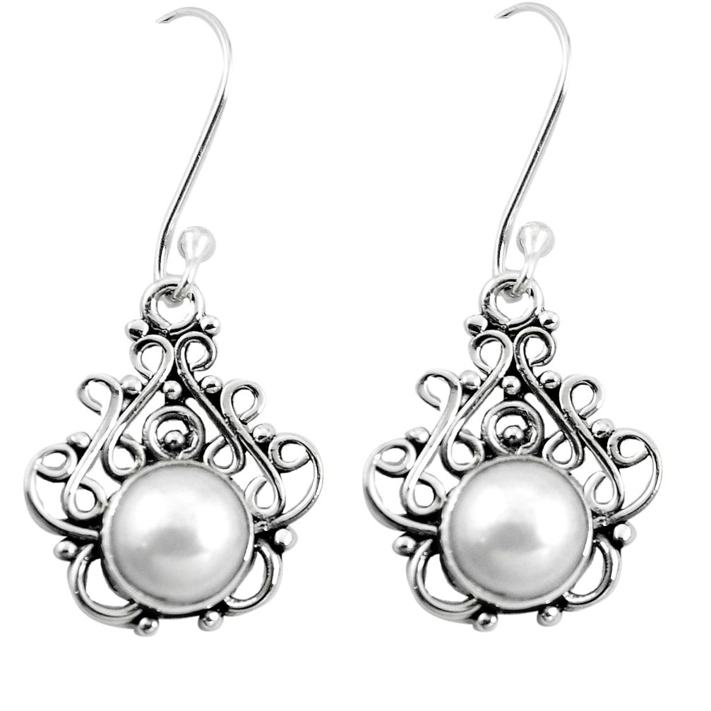 Natural white pearl 925 sterling silver dangle earrings jewelry m82740