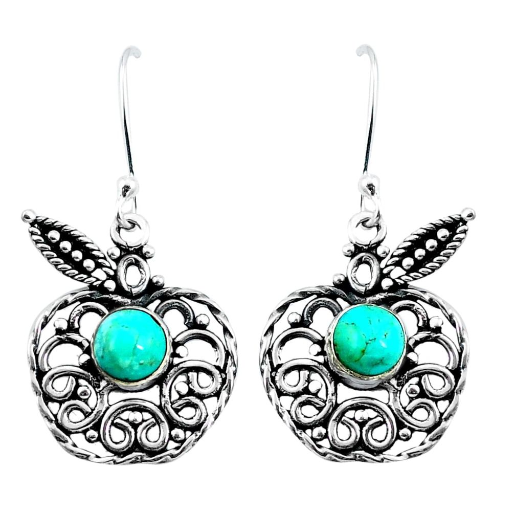 Blue arizona mohave turquoise 925 sterling silver apple charm earrings m82781