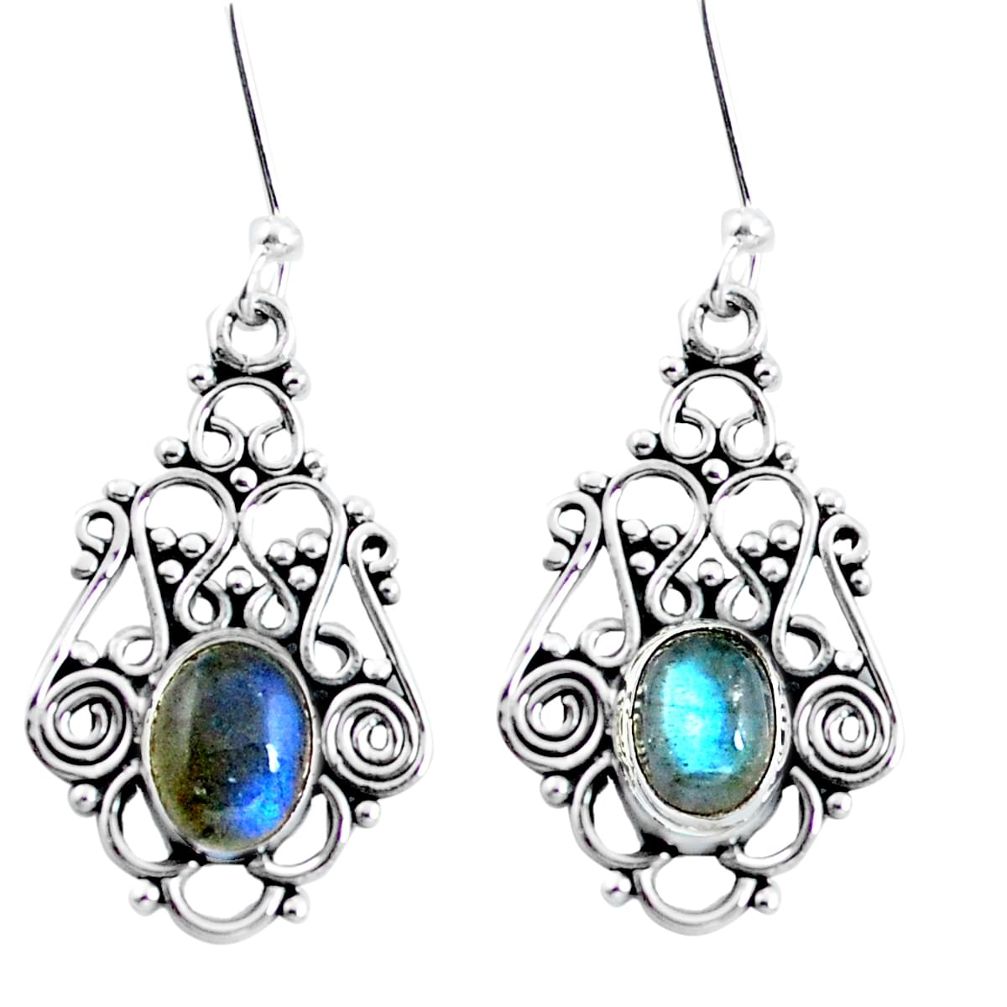 Natural blue labradorite 925 sterling silver dangle earrings m82801
